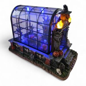 Pumpkin Hollow Spooky Greenhouse LED Color Changing Musical Halloween Village Bu